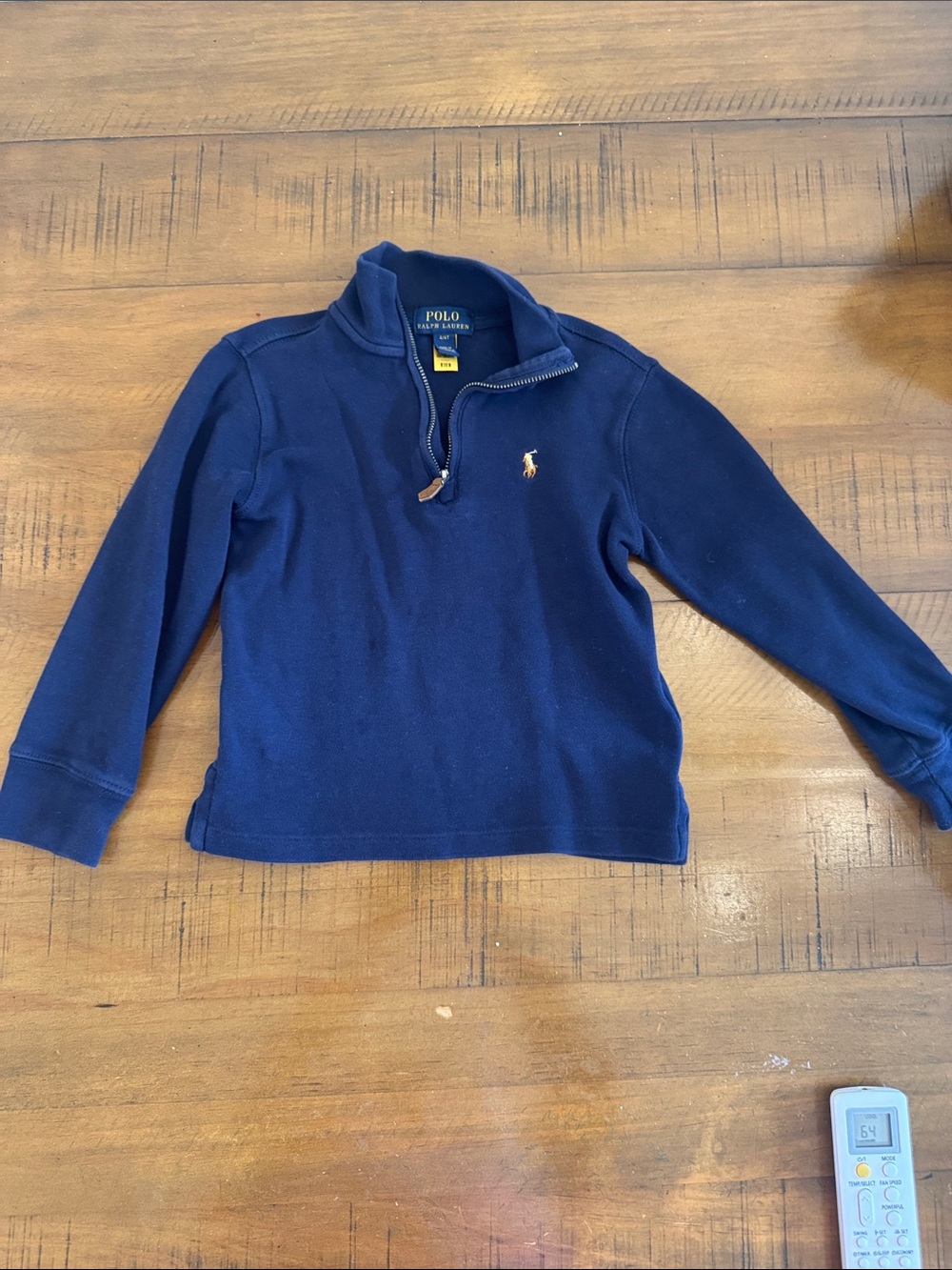 Polo by Ralph Lauren Navy Zip-Front Sweatshirt with Yellow Pony